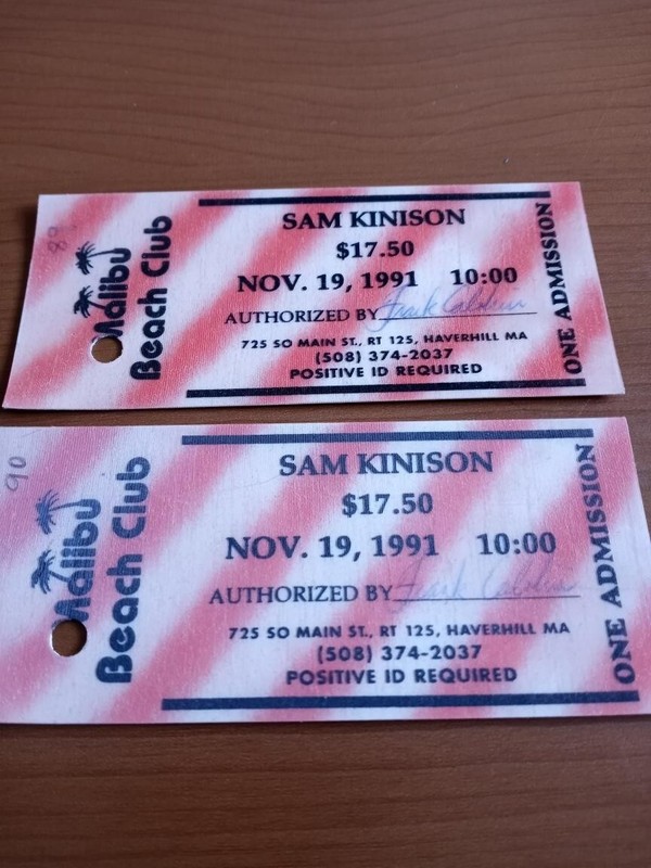 SAM KINISON TICKETS - From 11 - 19 - 1991 , At The Malibu Beach Club