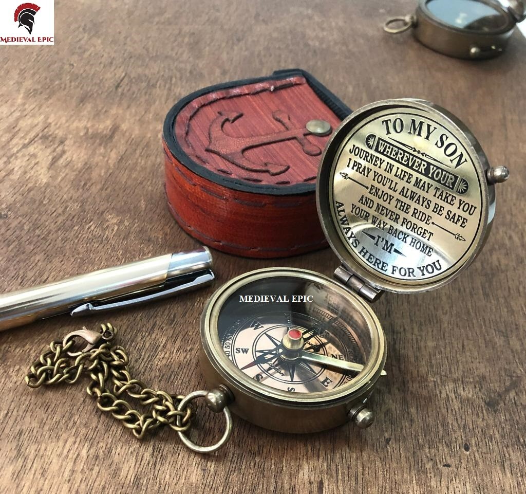 Engraved Brass Compass Gift to My Son/Nautical Gift for Son from Dad