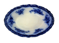 Antique Flow Blue Touraine Pattern Oval Vegetable / Serving Bowl with Handles — listing 6