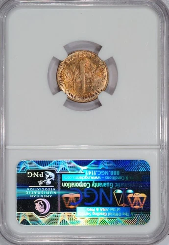1948-D ROOSEVELT DIME / NATURALLY TONED & NICE LUSTER BOTH SIDES / NGC MS65 CERT
