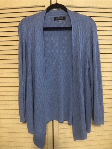 NWOT Kasper Cardigan Sweater, Blue Open 