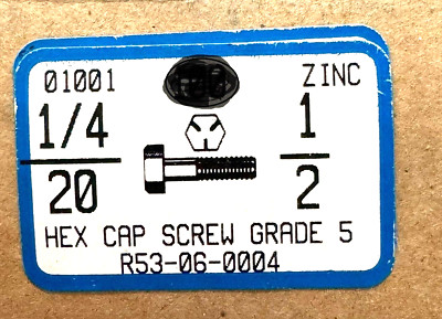 50 Pcs Hex Cap Screw Grade 5 1/4''-20 Zink 1/2'' (R53-06-0004)