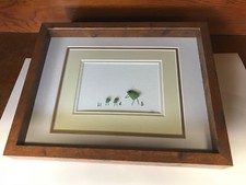 Beach Sea Glass Art Decor Flowers  Flower Pot, Butterfly, Wood Shadow Box Frame
