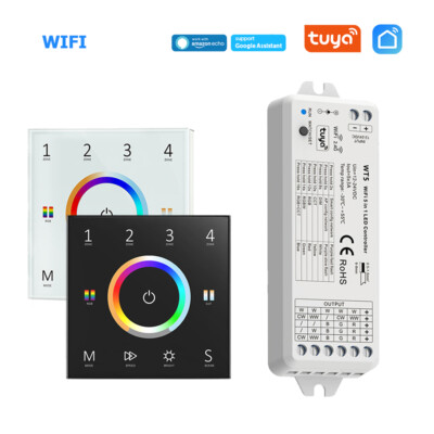 5CH Smart Life WiFi RGB+CCT Led Strip Controller 12V 24V RF Touch Remote f Alexa
