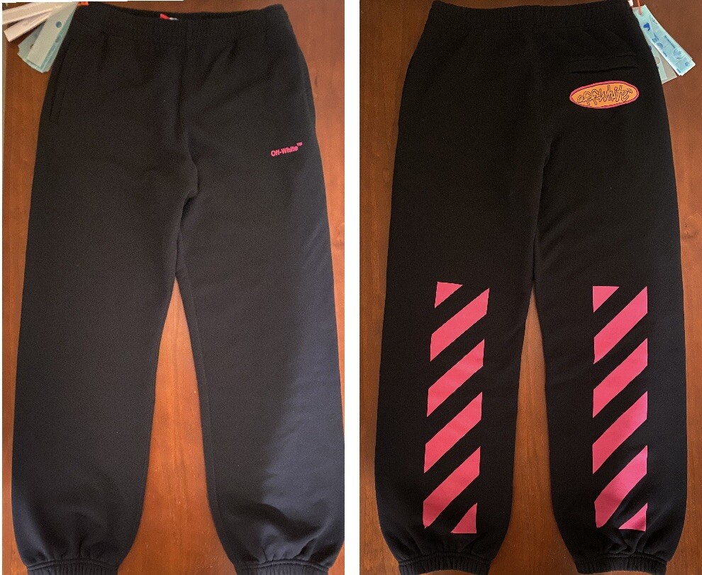 Mens OFF-WHITE Diagonal Slim Cotton Jersey Sweatpants Sz.Lg