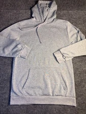 Real Essentials Hoodie Men S Heather Gray Fleece Lined Kangaroo Pockets Pullover
