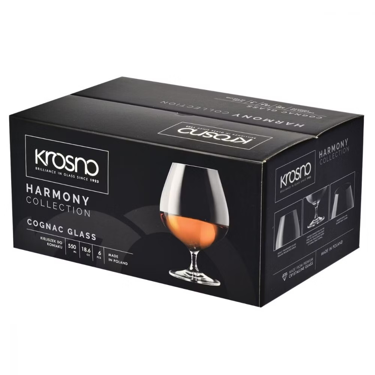Cognac Brandy Glasses 6 x 550ml Snifter Tulip Glass Gift Dishwasher Safe Krosno eBay