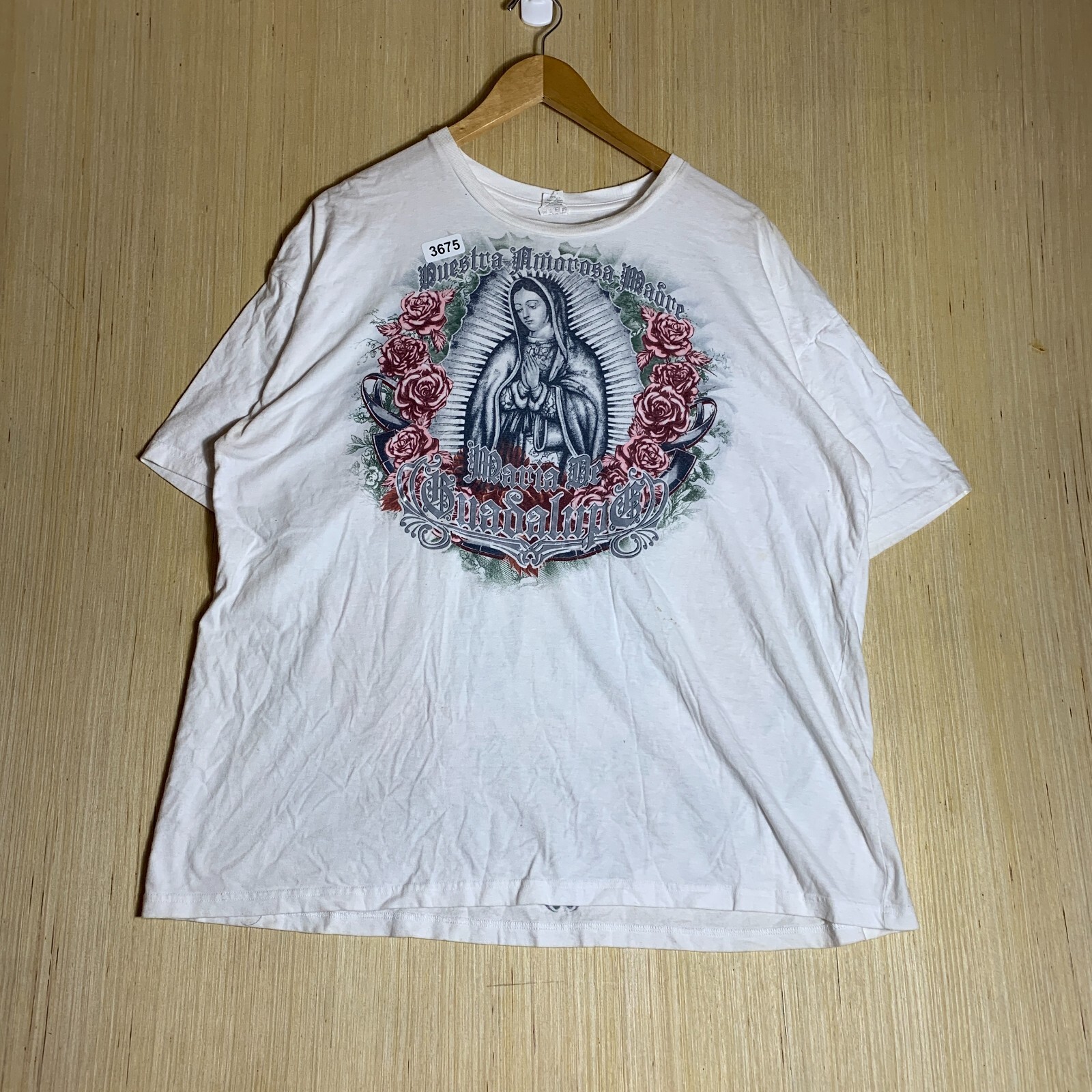 VTG Virgin Mary Shirt Adult Large White Short Sleeve Men's Graphic Print Y2K