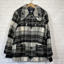 Green With Envy Coat Womens Large Black Wool Blend Jacket Lined Pockets Buttons