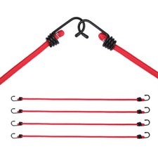 WORKPRO 24 Inch Bungee Cord with Hooks Red  4 Pack Superior Rubber Heavy Duty