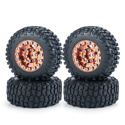 1.0 Tires Wine red Wheel Rims Set for 1/24 RC Crawler Car Axial SCX24 Upgrade - Picture 7 of 9