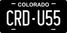Colorado Black Custom State License Plate Personalized 12x6 Size