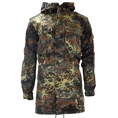Original German army field jacket parka military issue hooded Flecktarn combat - Image 1 of 4