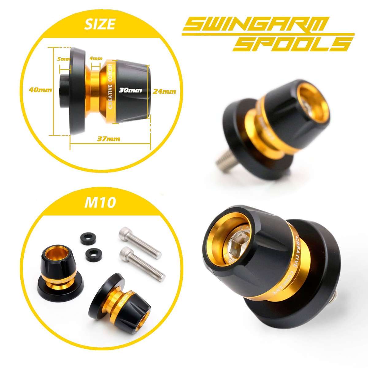 2点、BB01、BB00 Black BB01 CNC M10 Rear Swing Arm Spools For ZX6R ZX6RR 636
