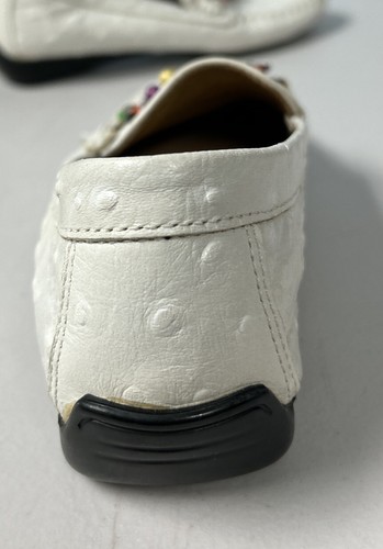 Robert Zur Women’s White Leather Loafers Size US 6.5 M Beaded Chain - Picture 17 of 24