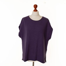 Pull femme GUDRUN SJODEN violet coton bio manches courtes taille M 12634