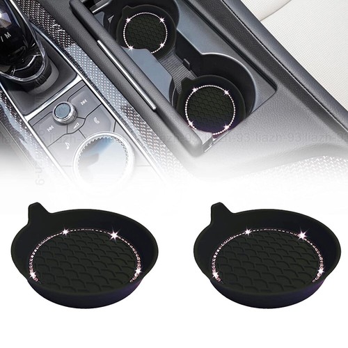 2x Black Car Cup Holder Pad Insert Coaster Anti Slip Mat Protector Accessories - Picture 4 of 12