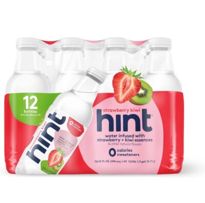 Hint Water Cherry, Pure Water Infused with Strawberry Kiwi 16 Fl Oz (Pack of 12)