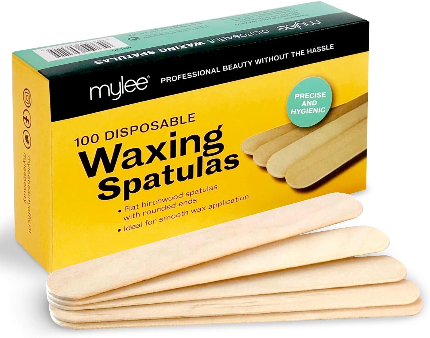 Mylee Wooden Waxing Spatulas – Pack of 100, Disposable, Salon Quality & Hygienic