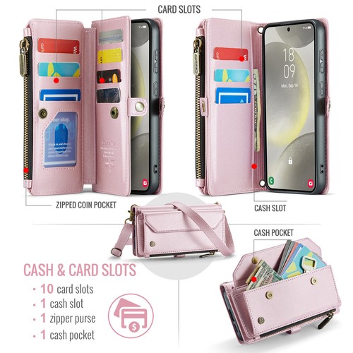 Für Galaxy S25 Edge/S25/S24/S21FE/S20 Magnet Reißverschluss Brieftasche Karte Leder Tasche - Bild 7 von 42