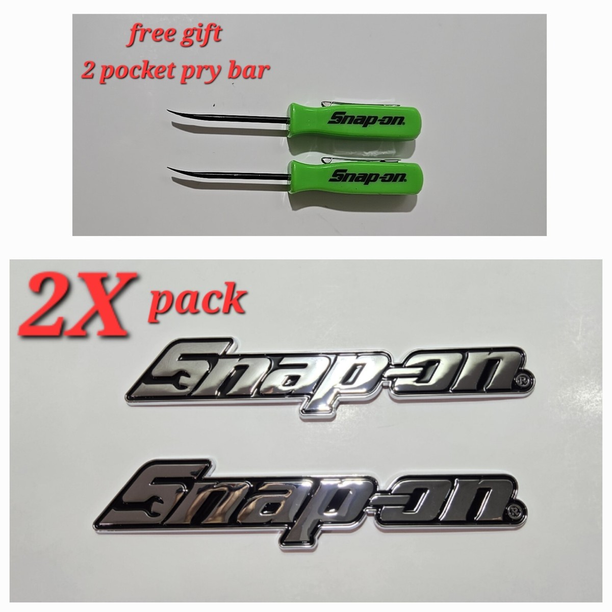 2PK SNAP ON TOOL BOX LOGO EMBLEM Chrome Plastic Badge Decal 8