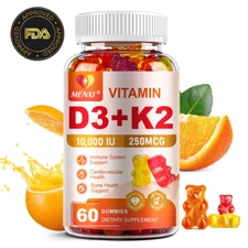 Vitamin D3 1000 IU With K2-MK7 Vitamin Supplement Strong Bones 60 Gummies