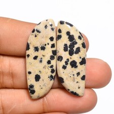 38.50 Cts Natural Dalmatian Jasper Gemstone Fancy Cabochon Pair 36X13 38X14 mm