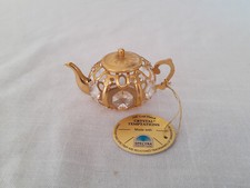 Crystal Temptations Tea Pot Figurine Ornament 24k Gold Plated With Crystals