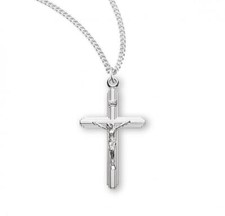 Stream Lined Sterling Silver Crucifix Features 18in Long chain