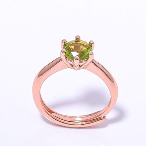 Authentic Peridot Gemstone Rose Gold Plated Ring s.Adjst RC381-13