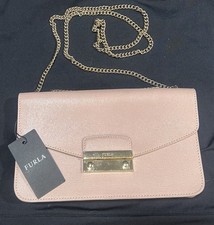 Pochette FURLA Moonstone rosa pelle saffiano con catena autentica Bulgaria nuova senza etichette