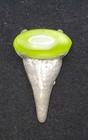 Vintage Lime Green Glass Moonglow Moonstone Dress Fur Clip Modernist Silver — photo 3