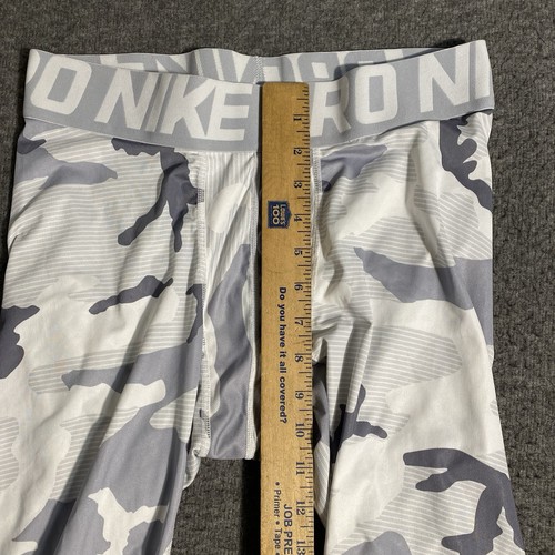 Nike Pro Combat Pants Size Large Hypercool White Camo Compression 3/4 Tights L - Picture 7 of 11