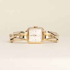 Vintage 1930s 18K Gold Rolex Square Case Open Link Bracelet Watch