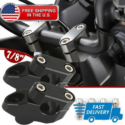 Pair Universal 7/8'' 22mm HandleBar Bar Risers Mount Clamp Adapter For Motorcycle