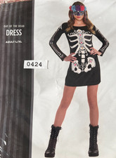 Day of the Dead Skeleton Dress Adult L/XL Sugar Skull Halloween Costume