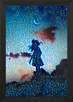 Flying Girl on a Rainy Day Gerahmtes Wandbild Poster Leinwanddruck Bild