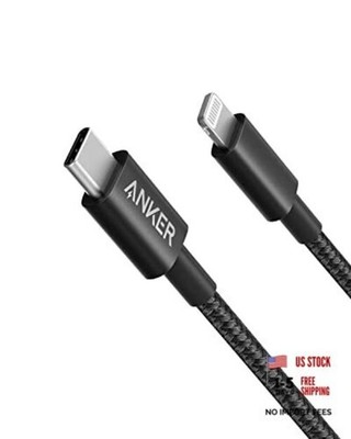 Anker New Nylon USB C to Lightning Cable, Apple MFi Certified 6 feet 1 Black