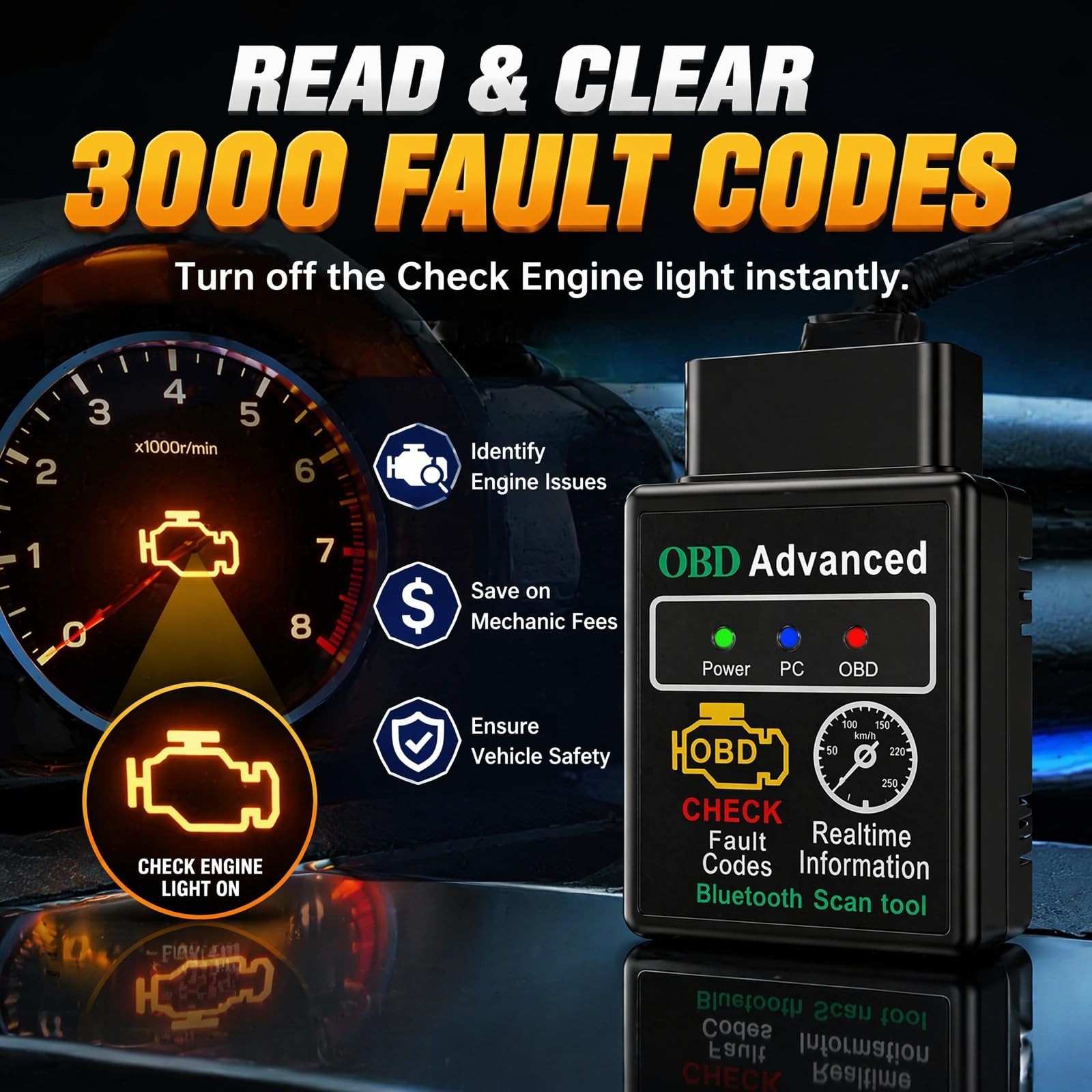 Scanner OBD2 Bluetooth Diagnosi Auto Benzina Diesel iOS Android - Miniatura 4