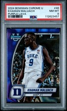2024 BOWMAN CHROME UNIVERSITY PURPLE LAVA #46 KHAMAN MALUACH PSA 8