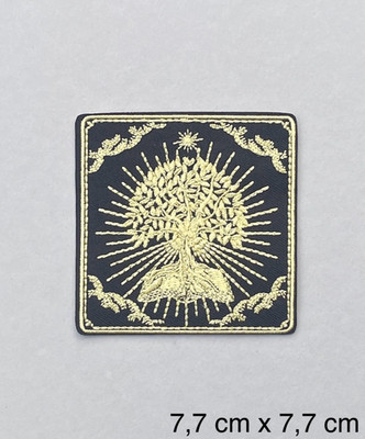 Bügelbild, Patch, Aufnäher,  Aufbügler, Flicken SYMBOL/LEBENSBAUM schwarz/gold