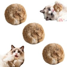 Rabbit Fur Ball Cat Toy, Soft Fluffy Cat Toy Ball, Furry Catnip Toy Ball — Soft