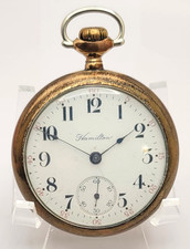 Hamilton Grade 924 18s 17j Pocket Watch Gold Filled case CA 1913 works