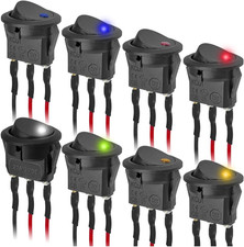 8PCS 12V 20A LED Light Circle round Toggle Rocker Switch 3 Pin On-Off Switches