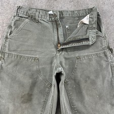 Carhartt Pants Men 34x30 Green Double Knee Carpenter Original Dungaree Loose Fit