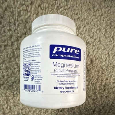 Pure Encapsulations Magnesium Citrate Malate Capsules 180ct Gluten-Free Non-GMO