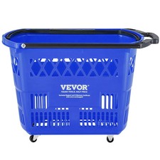 Shopping Baskets, 6PCS, 39L Shopping Carts with Handles, Plastic Rolling Shoppi