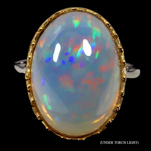 925 Sterling Silver Ring Oval Fire Opal 13ct Handmade Gemstone Jewelry Size 9