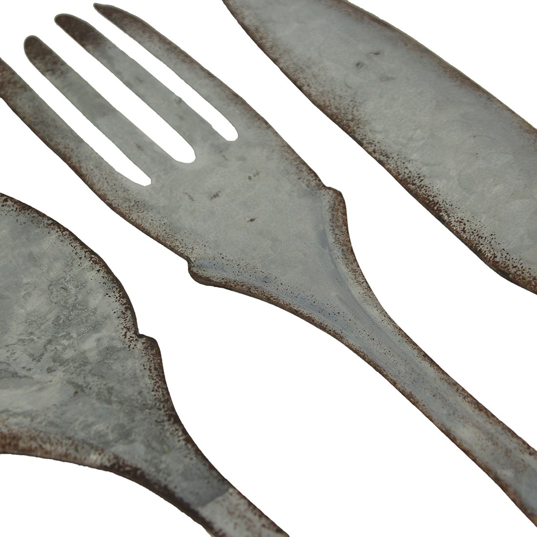 Giant Galvanized Metal Fork Spoon Knife Farmhouse Decor Kitchen Wall Hanging Set