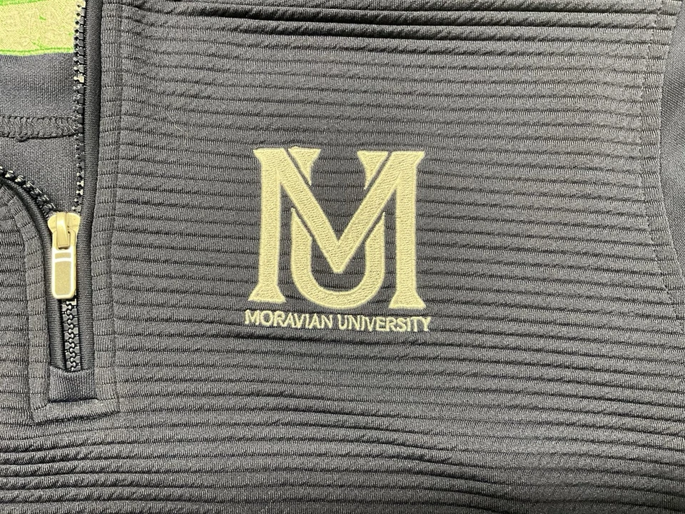 Moravian University Para Hombres XL Azul Marino Rendimiento Manga Larga Equipo Frío 1/4 Cremallera Foto 2 de 4